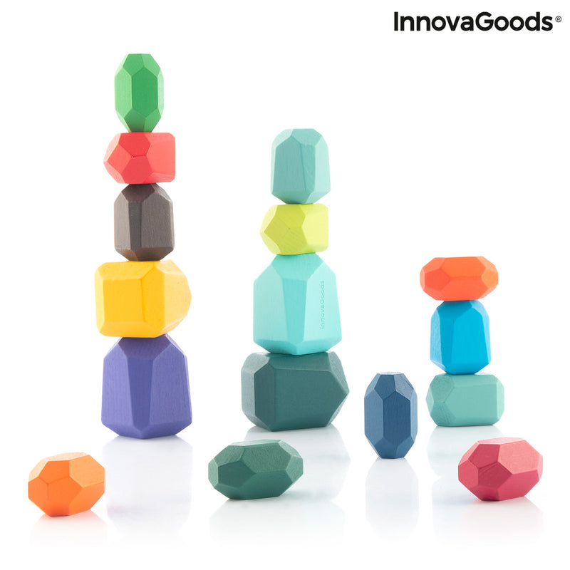 Pedras de Madeira Empilháveis de Equilíbrio Wotonys InnovaGoods 16 Peças