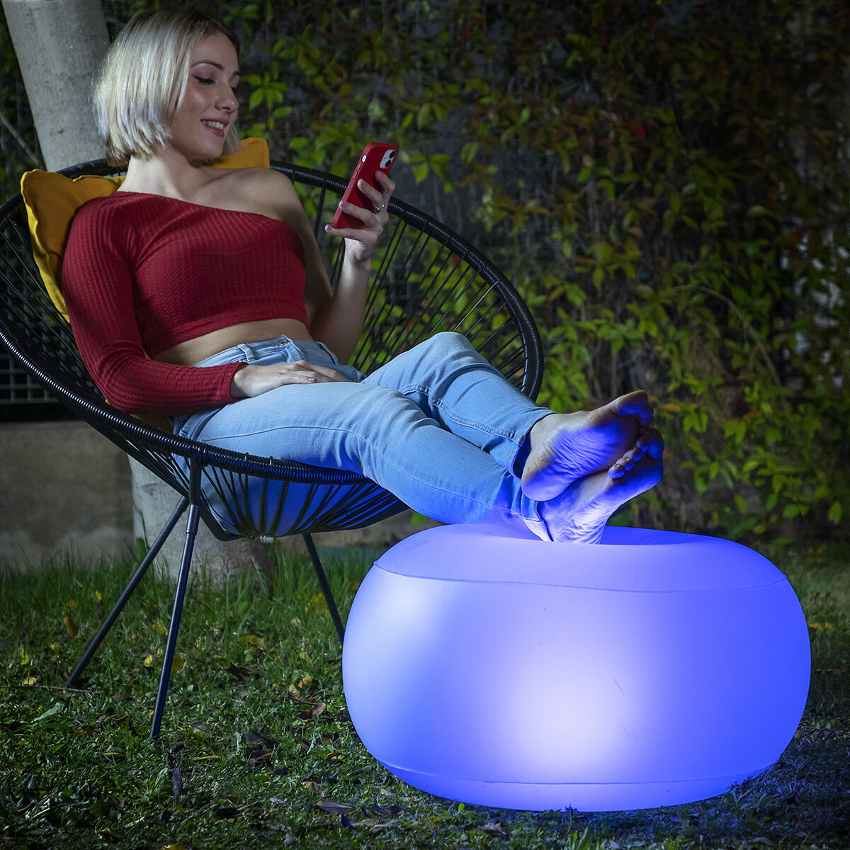 Pouf Gonfiabile con LED Multicolor e Telecomando Pulight InnovaGoods –  InnovaGoods Store