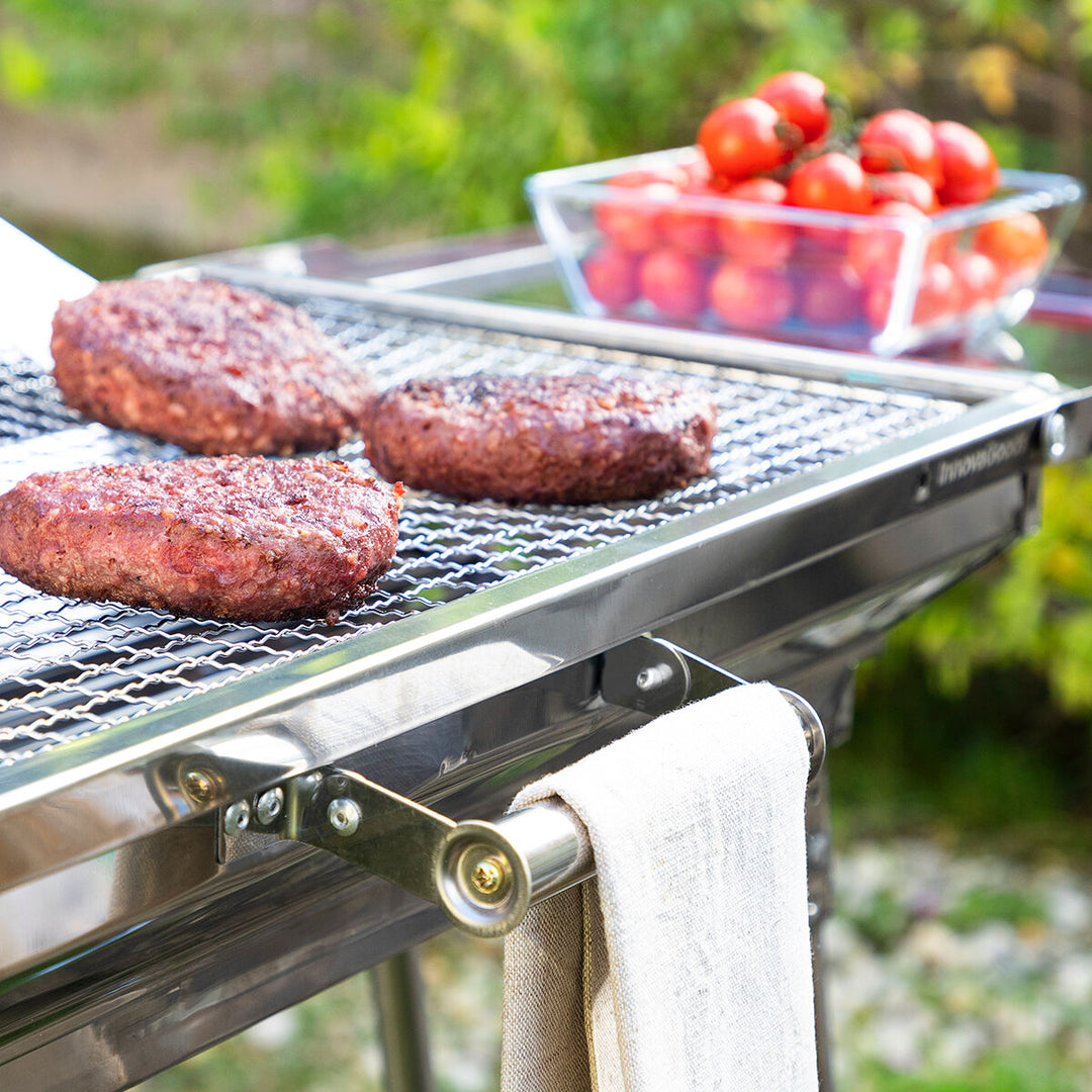 Barbecue Au Charbon LEADZM Pliant Acier Inoxydable 70x31x71cm - Idéal Camping Et Terrasse Pour 5-10 Personnes