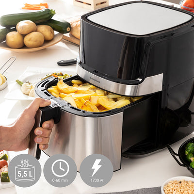 Légsütő InnovaGoods Fryinn Pro 5500 Fekete 1700 W 5,5 L Rozsdamentes acél