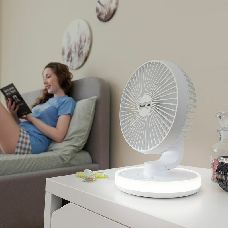 Ventilator de birou reîncărcabil cu LED-uri FanLed InnovaGoods Ø6,6&