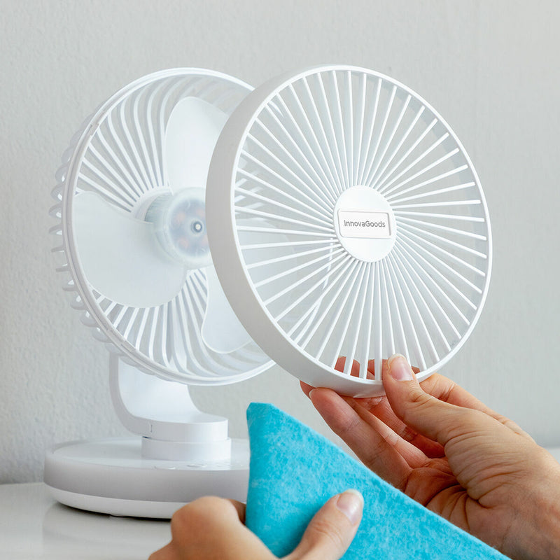 Ventilator de birou reîncărcabil cu LED-uri FanLed InnovaGoods Ø6,6&