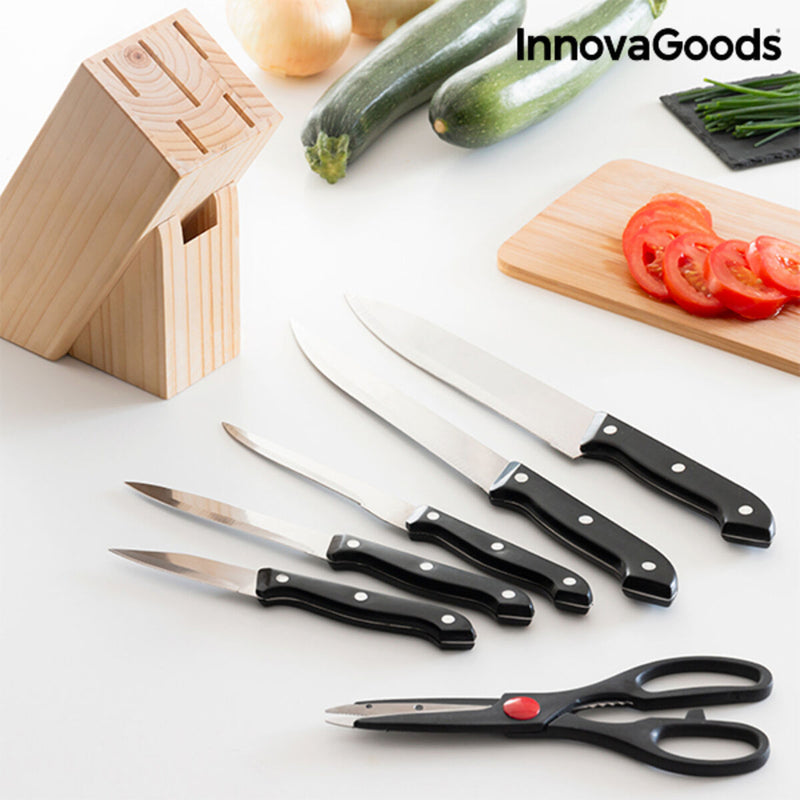 Set de cuțite cu suport din lemn InnovaGoods