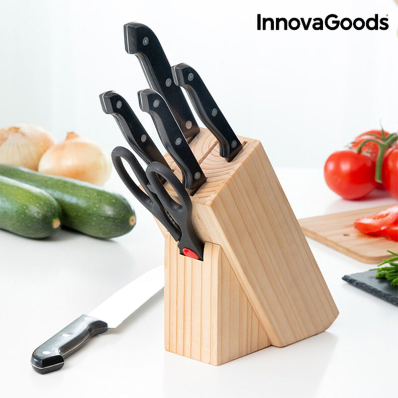 Zestaw noży z drewnianym stojakiem InnovaGoods