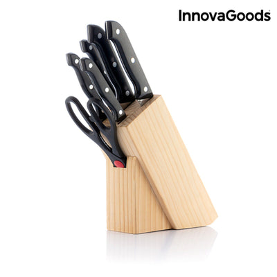 Zestaw noży z drewnianym stojakiem InnovaGoods