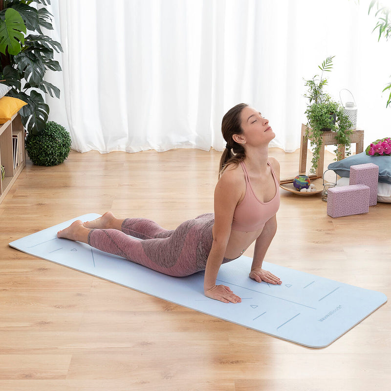 Tapete de Yoga Antiderrapante com Linhas de Posição e Guia de Exercícios Asamat InnovaGoods