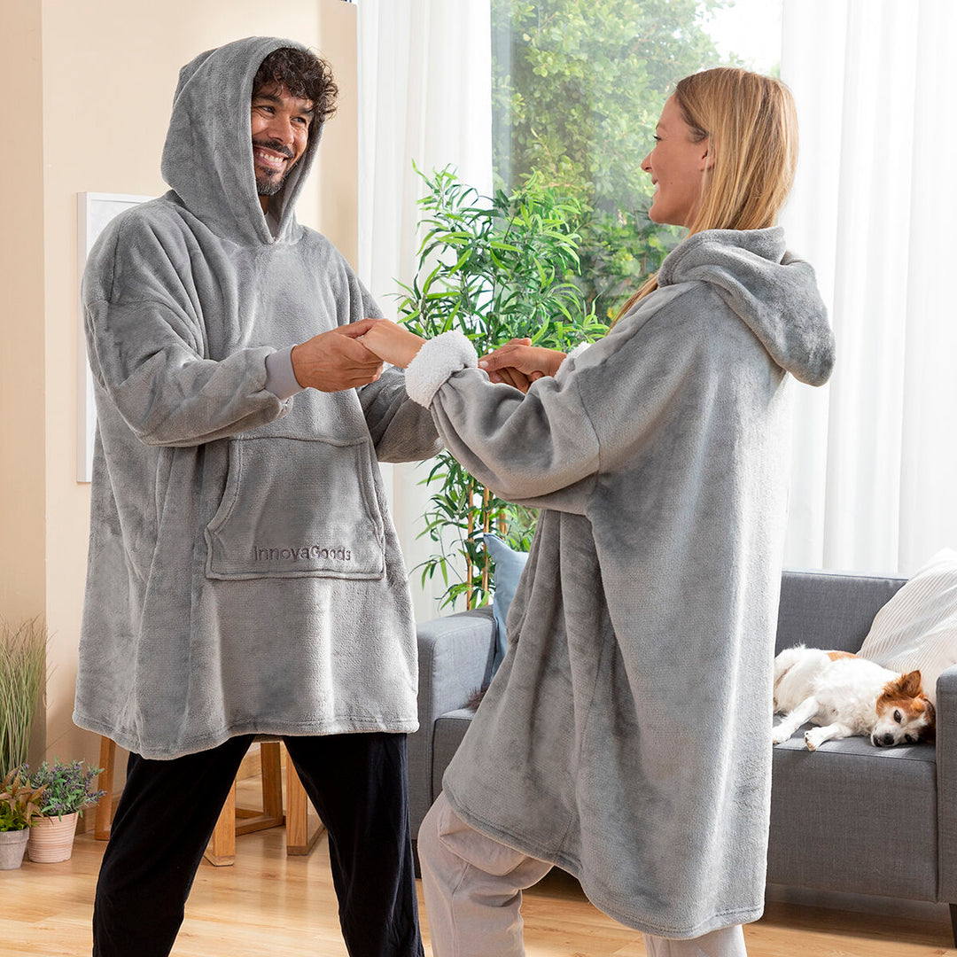 UNBIND QUILT SWITCH SWEAT グレー　M Oversized Sweatshirt Blanket with Fleece Lining Swug InnovaGoods
