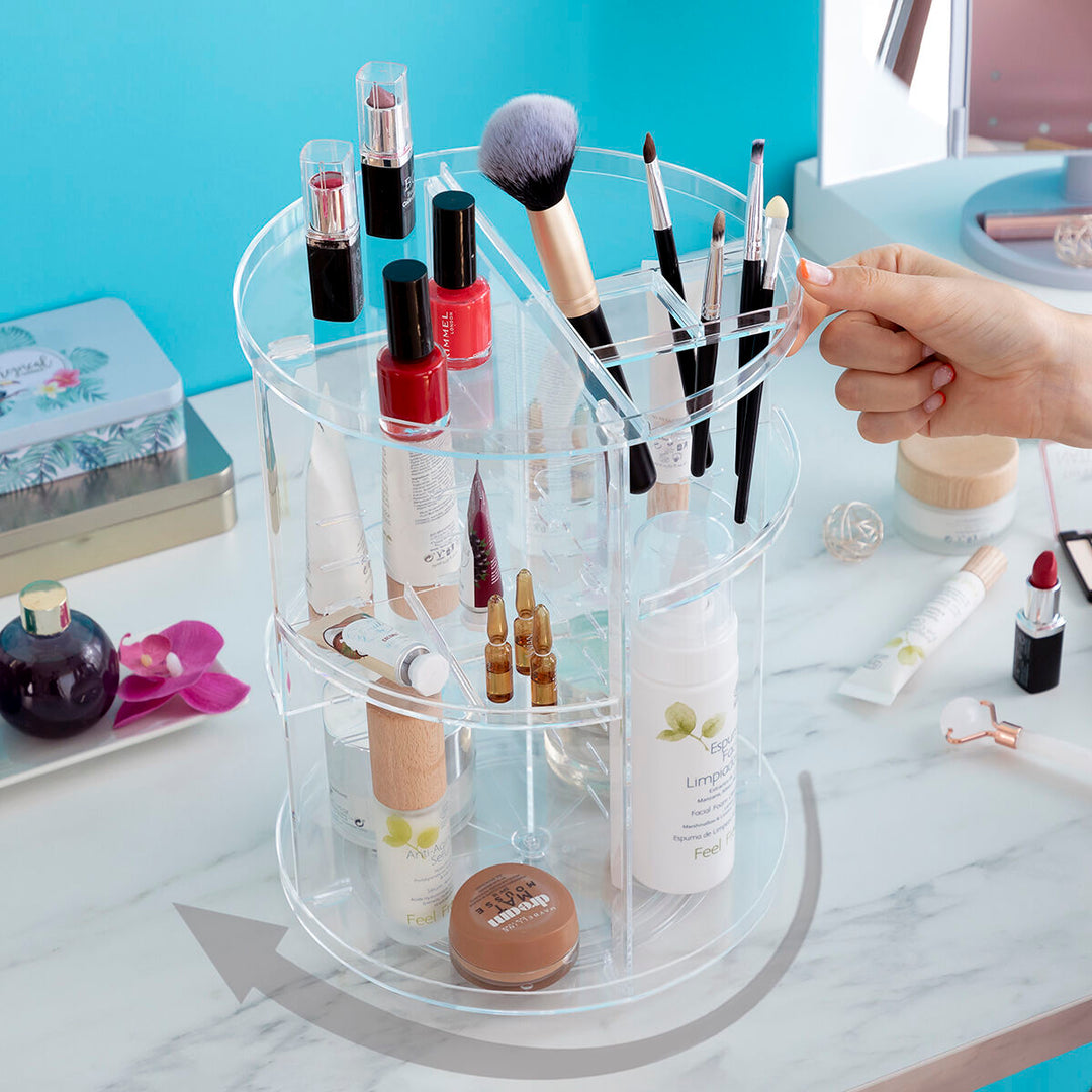 HUIBOHOU Drehbarer Make-up-Organizer – 7 Ebenen, Transparent, 360° Drehbar, Große Kapazität
