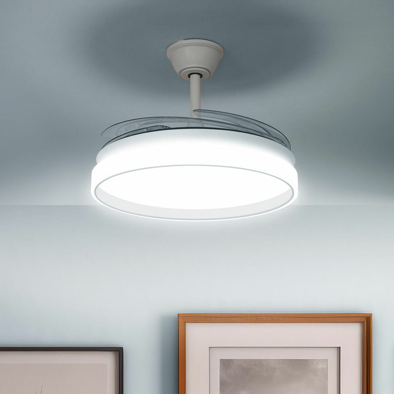 Ventilateur de Plafond avec Lumière LED et 4 Pales Rétractables Blalefan InnovaGoods Blanc 72 W