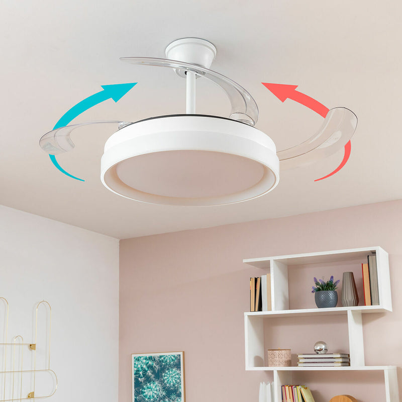 LED Ceiling Fan with 4 Retractable Blades Blalefan InnovaGoods White 72 W