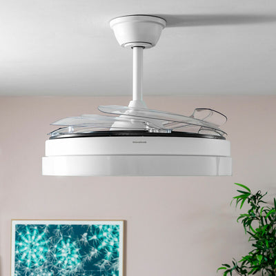Stropni ventilator z LED lučjo in 4 zložljivimi lopaticami Blalefan InnovaGoods Bela 72 W