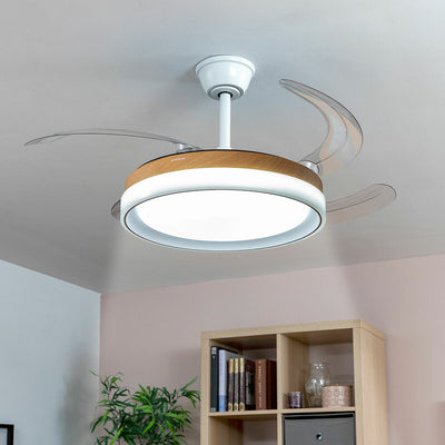 Stropní ventilátor se svítidlem LED a 4 výsuvnými lopatkami Blalefan InnovaGoods Dřevo 72 W