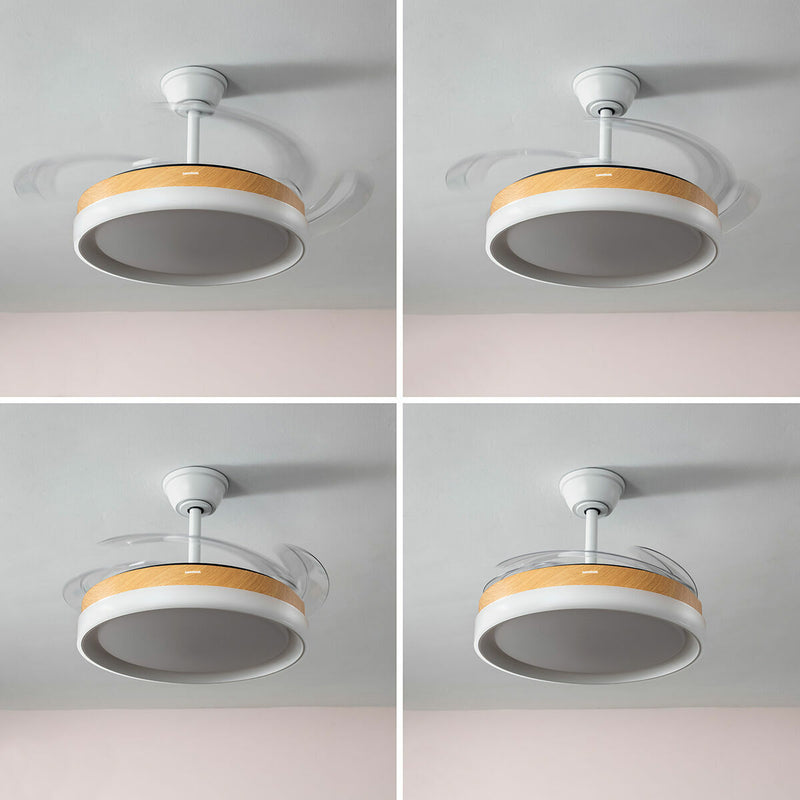 LED Ceiling Fan with 4 Retractable Blades Blalefan InnovaGoods Wood 72 W