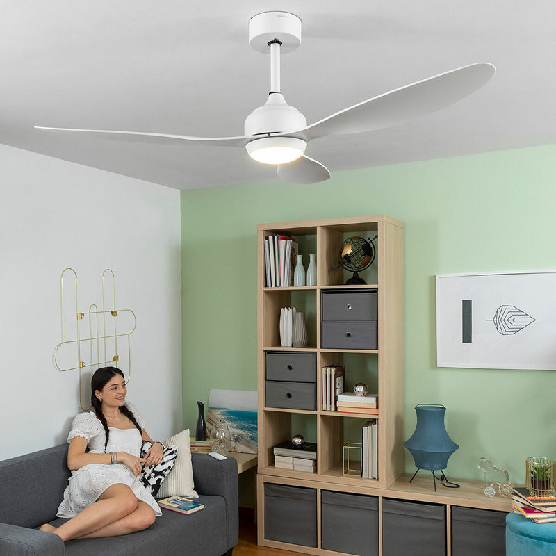 LED Ceiling Fan with 3 ABS Blades Flaled InnovaGoods White 36 W