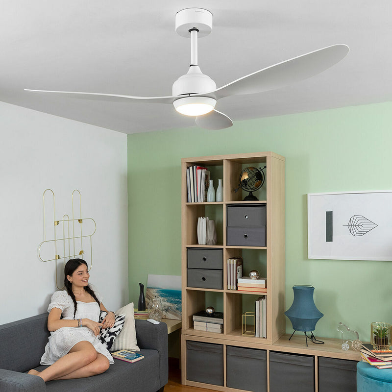 Ventilator de tavan cu lumină LED și 3 palete ABS Flaled InnovaGoods Alb 36 W