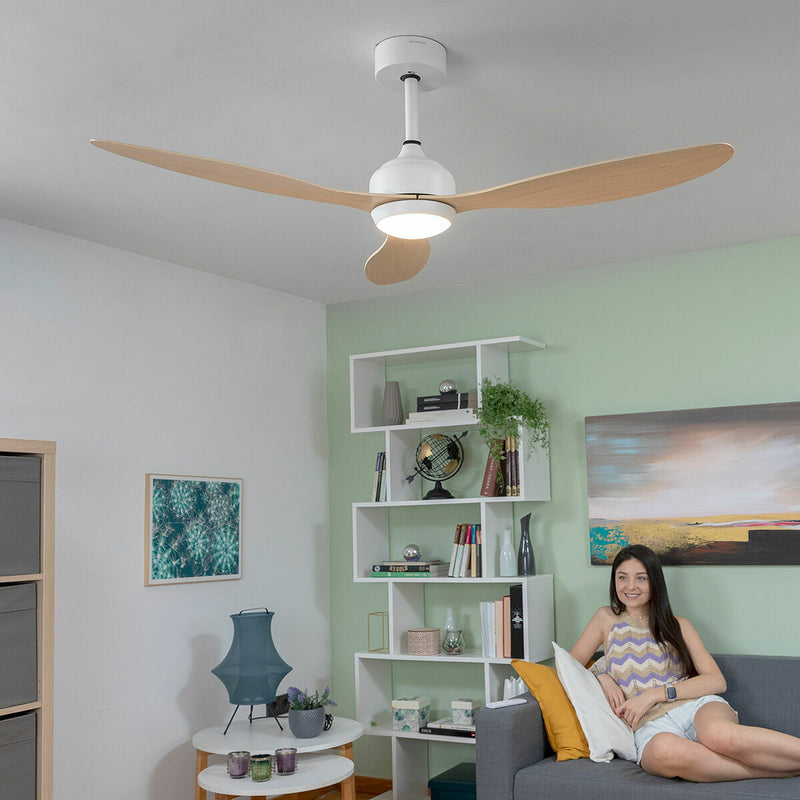 Ventilator de tavan cu lumină LED și 3 palete ABS Wuled InnovaGoods Lemn 36 W