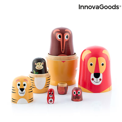Matrjoschka aus Holz mit Tierfiguren Funimals InnovaGoods 11 Stücke