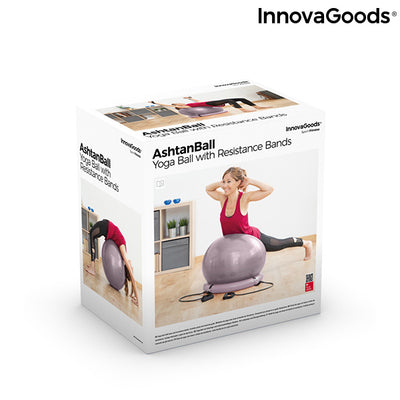 Yoga-Ball mit Stabilitätsring und Widerstandsbändern Ashtanball InnovaGoods