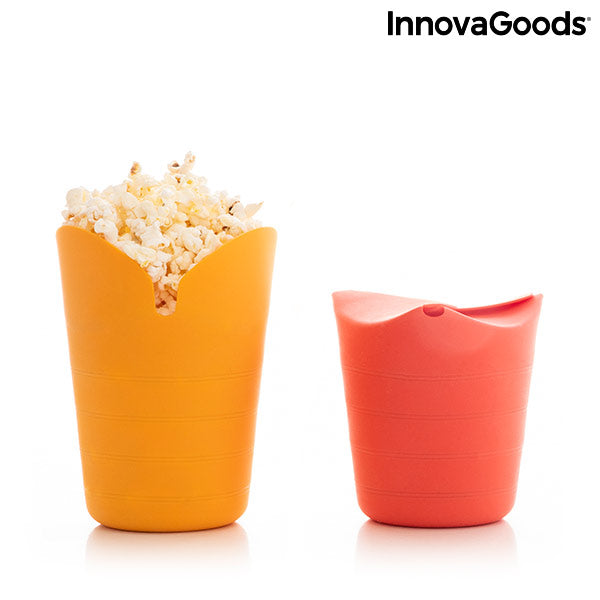 Inklapbare Siliconen Popcornpoppers Popbox InnovaGoods (Set van 2)