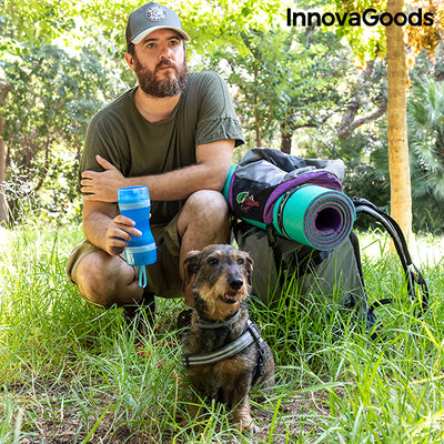 2-in-1 bottle with water and food containers for pets Pettap InnovaGoods