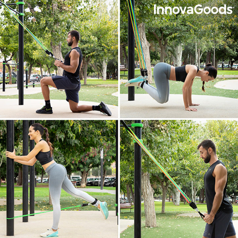 Set de Bandas de Resistencia con Accesorios y Guía de Ejercicios Rebainer InnovaGoods (pack de 5)