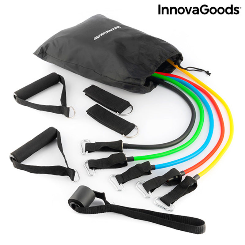 Conjunto de Elásticos de Resistência com Acessórios e Guia de Exercícios Rebainer InnovaGoods (pack de 5)