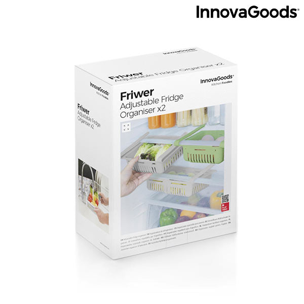 Organizator de frigider reglabil Friwer InnovaGoods (pachet de 2)