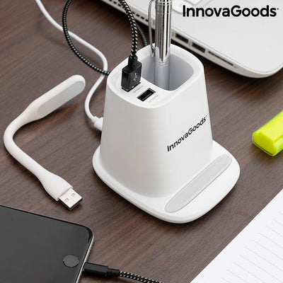 Безжично Зарядно Устройство с Поставка-Органайзер и USB LED лампа 5 в 1 DesKing InnovaGoods