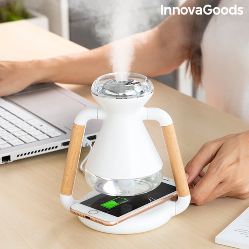 Humidificador Difusor de Aromas y Cargador Inalámbrico 3 en 1 Misvolt InnovaGoods