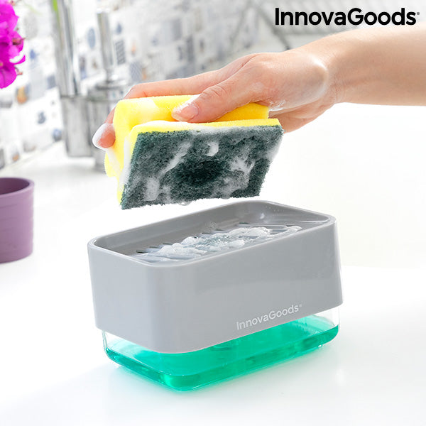 Dispenser di Sapone 2 in 1 per Lavandino Pushoap InnovaGoods