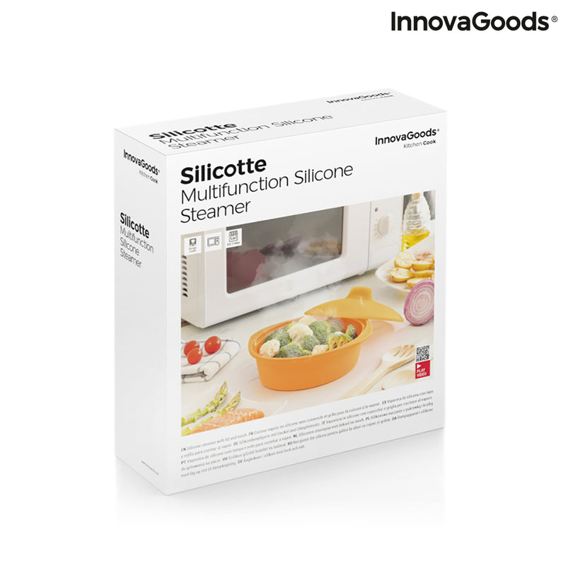 Vas de gătit cu abur multifuncțional din silicon cu rețete Silicotte InnovaGoods