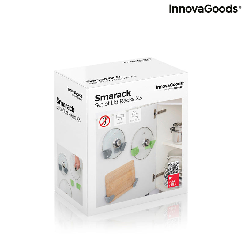 Set de 3 Soportes Adhesivos para Tapas de Cocina Smarack InnovaGoods