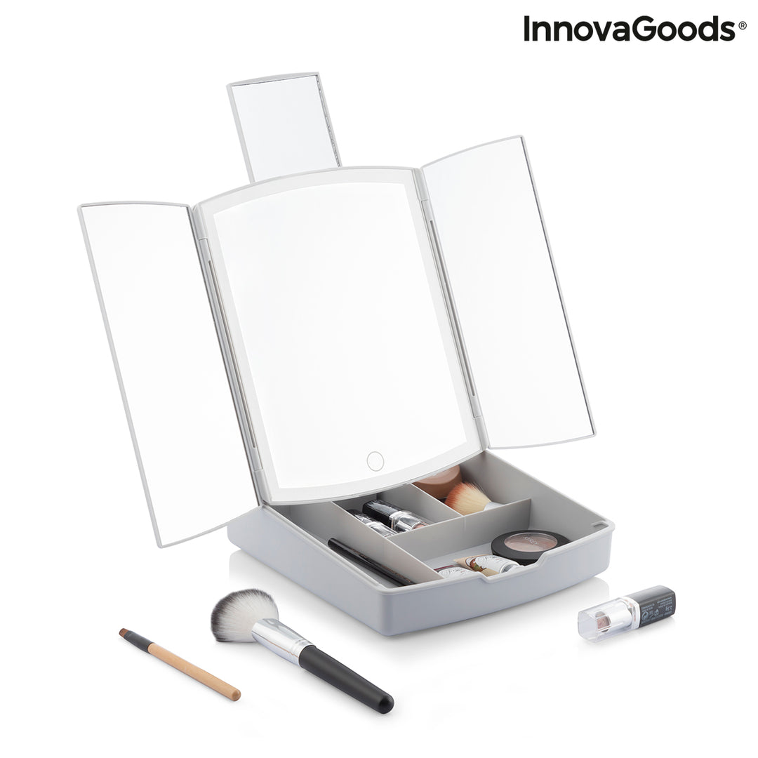 3 In 1 Folding LED Mirror with Make up Organiser Panomir InnovaGoods InnovaGoods Store