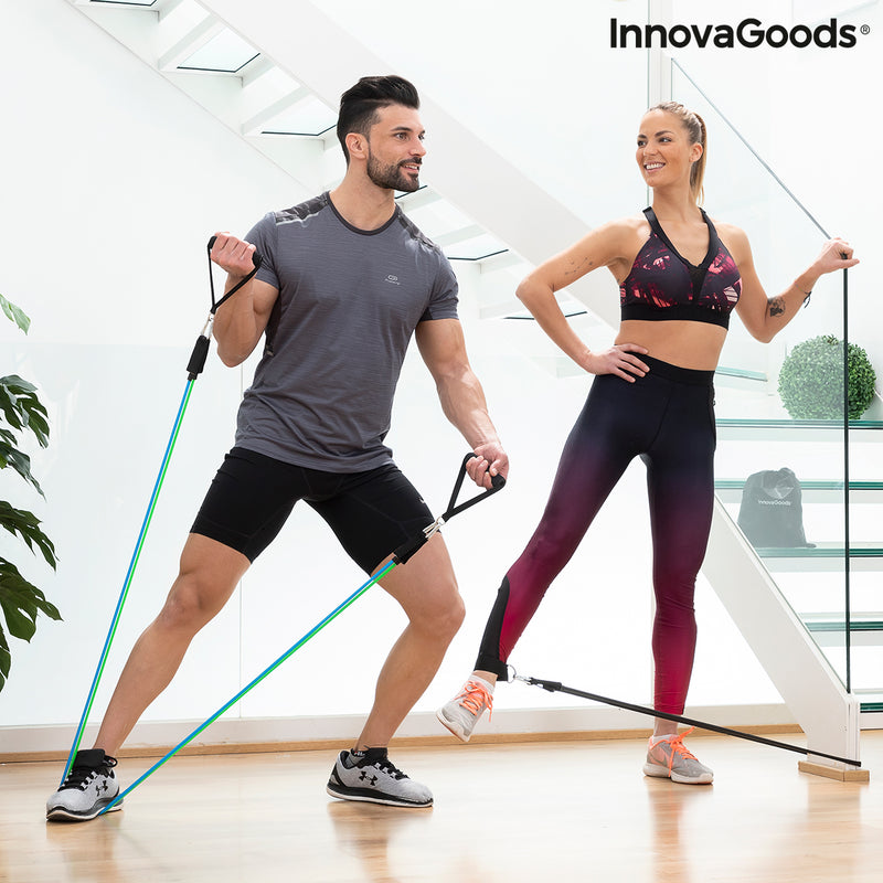 Conjunto de Elásticos de Resistência com Acessórios e Guia de Exercícios Tribainer InnovaGoods (pack de 3)