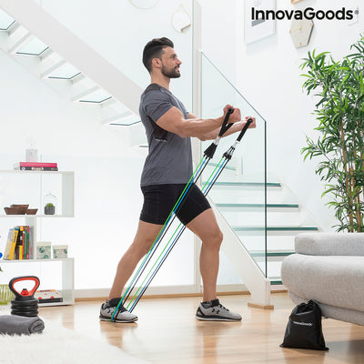 Conjunto de Elásticos de Resistência com Acessórios e Guia de Exercícios Tribainer InnovaGoods (pack de 3)