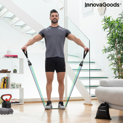 Conjunto de Elásticos de Resistência com Acessórios e Guia de Exercícios Tribainer InnovaGoods (pack de 3)