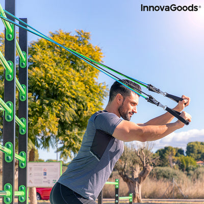 Conjunto de Elásticos de Resistência com Acessórios e Guia de Exercícios Tribainer InnovaGoods (pack de 3)