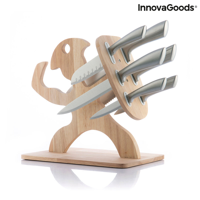 Sada nožů s dřevěným podstavcem Spartan InnovaGoods 7 Kusy