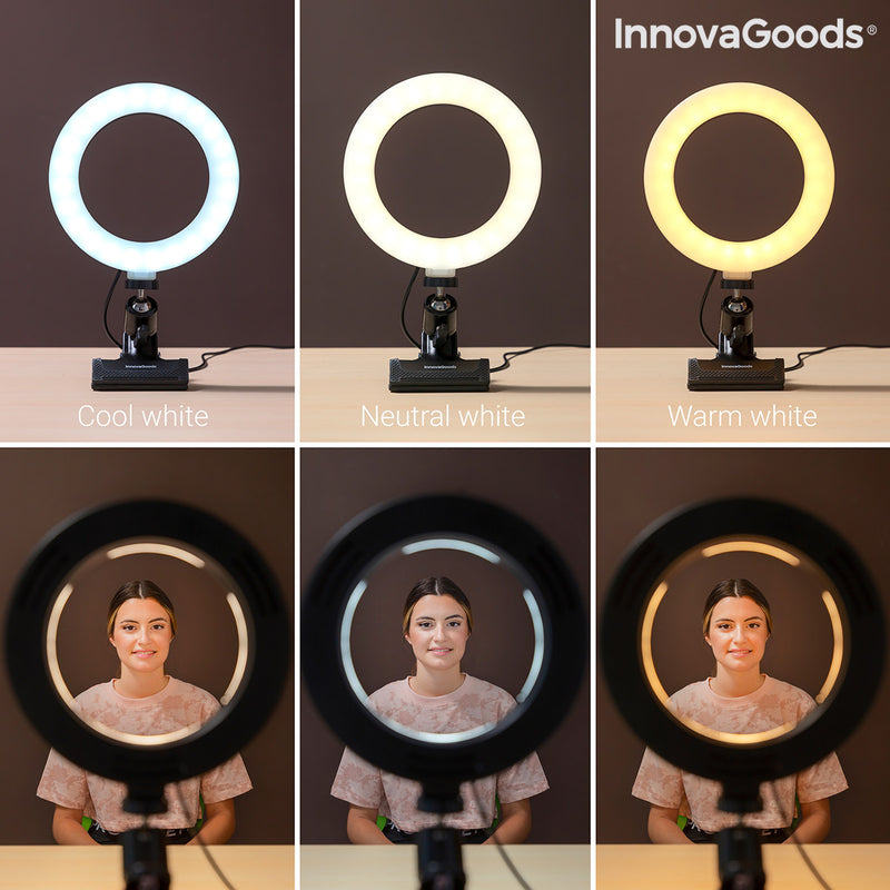 Kruhové selfie světlo se svorkovým držákem Lumahoop InnovaGoods