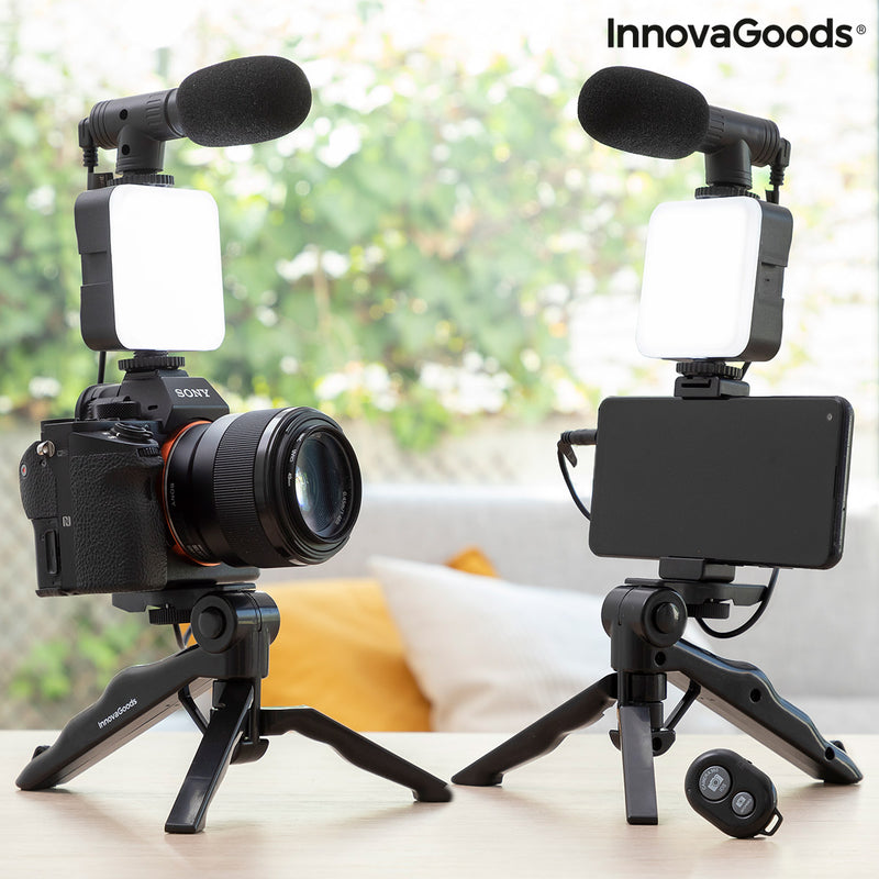 Vlogging készlet lámpával, mikrofonnal és távirányítóval Plodni InnovaGoods 6 Darabok