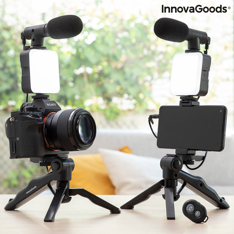 Vlogging Kit with Light, Microphone and Remote Control Plodni InnovaGoods 6 Pieces