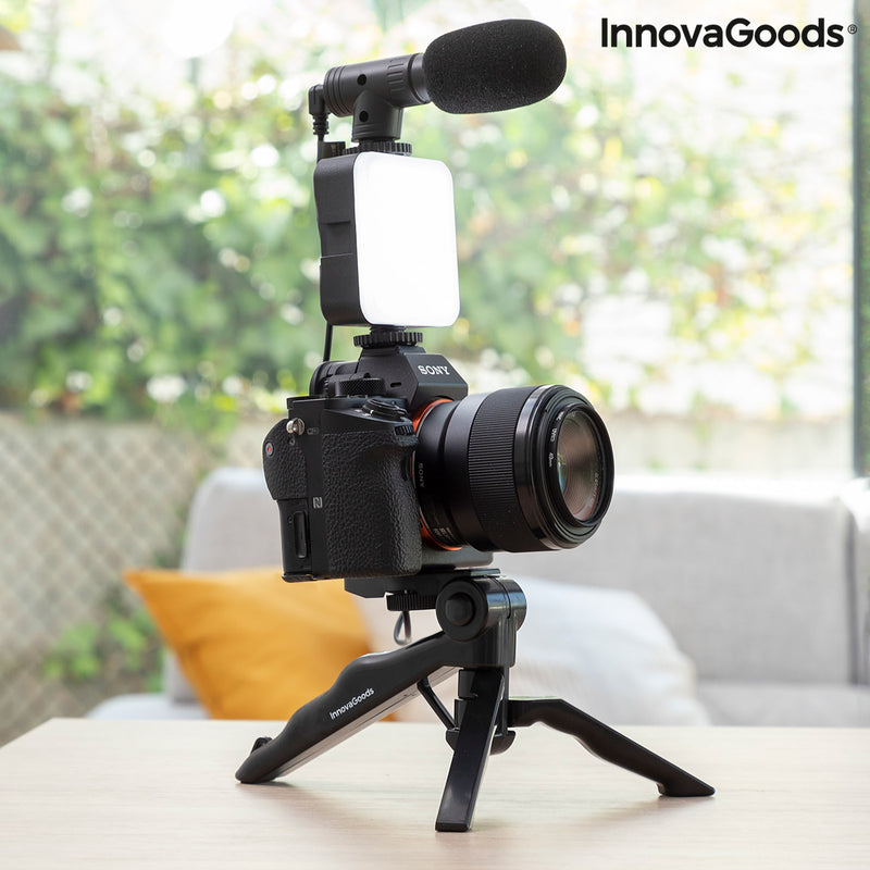 Vlogging készlet lámpával, mikrofonnal és távirányítóval Plodni InnovaGoods 6 Darabok