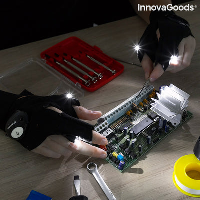Gloves with LED Light Gleds InnovaGoods 2 Units