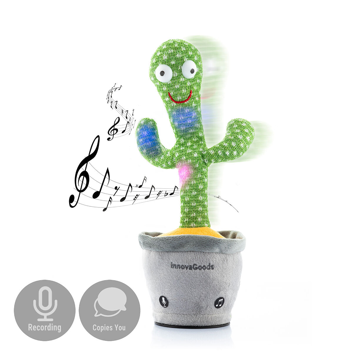 Cactus Dansant et Parlant avec Musique et LED Multicolores Pinxi Innov –  InnovaGoods Store