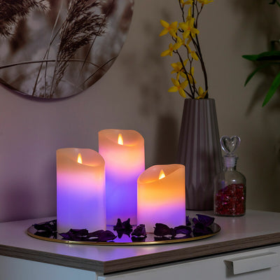 Vícebarevné svíčky LED s efektem plamene a dálkovým ovládáním Lendles InnovaGoods 3 kusů