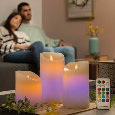 Lumânări LED multicolore cu efect de flacără cu telecomandă Lendles InnovaGoods 3 Unități