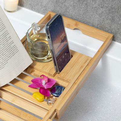 Uitklapbaar dienblad voor in bad, gemaakt van bamboe Trayth InnovaGoods