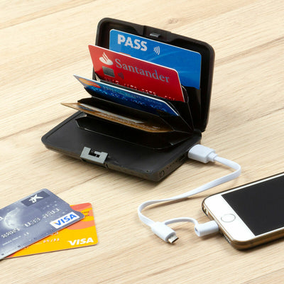 Suport pentru carduri cu sistem de blocare RFID și Power Bank Sbanket InnovaGoods