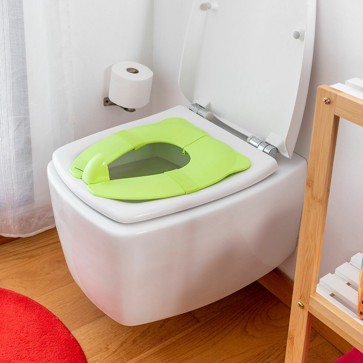 basisago Réducteur de toilette pour enfants, siège de toilette pliable pour  bébé, coussin doux interchangeable, protection anti-éclaboussures, design