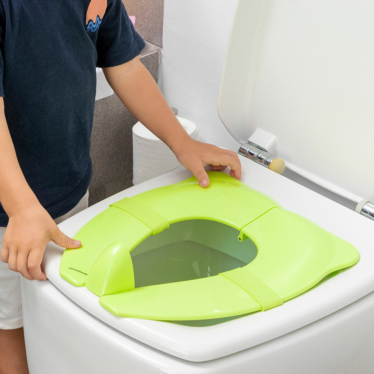 basisago Réducteur de toilette pour enfants, siège de toilette pliable pour  bébé, coussin doux interchangeable, protection anti-éclaboussures, design